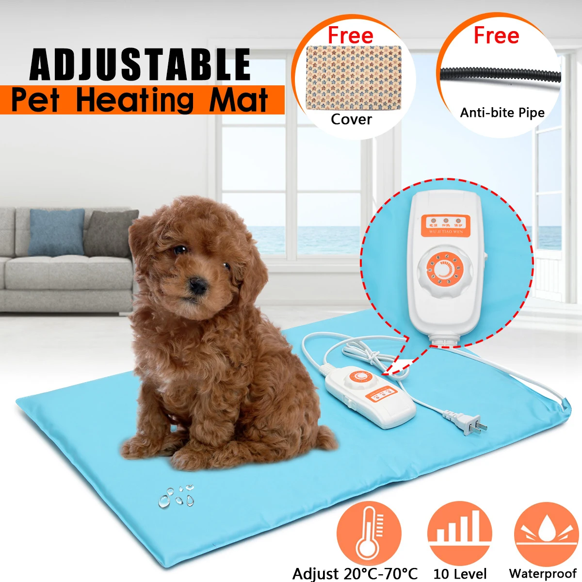 

Warmtoo 10 Level 40x60cm Portable Electric Heater Waterproof Adjustable Heated Mat Pet Heating Pad Winter Heated Gloves Carpet