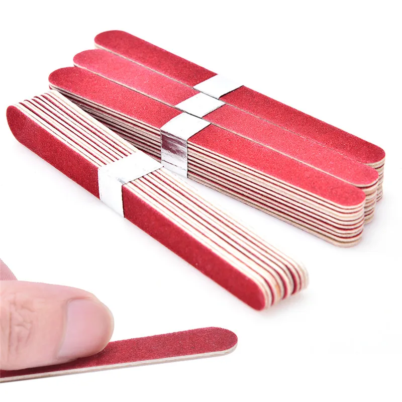 Nail Art Tool 40Pcs Double Sided Thick Stick Wood Nail File Manicure Pedicure Buffer Sanding Files Crescent Sandpaper Grit