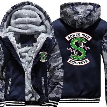 

Free Shipping New USA Size Men Hoody Riverdale South Side Serpents Logo Zipper Thicken Fleece Hoodies Outdoor Casual Sweatshirts