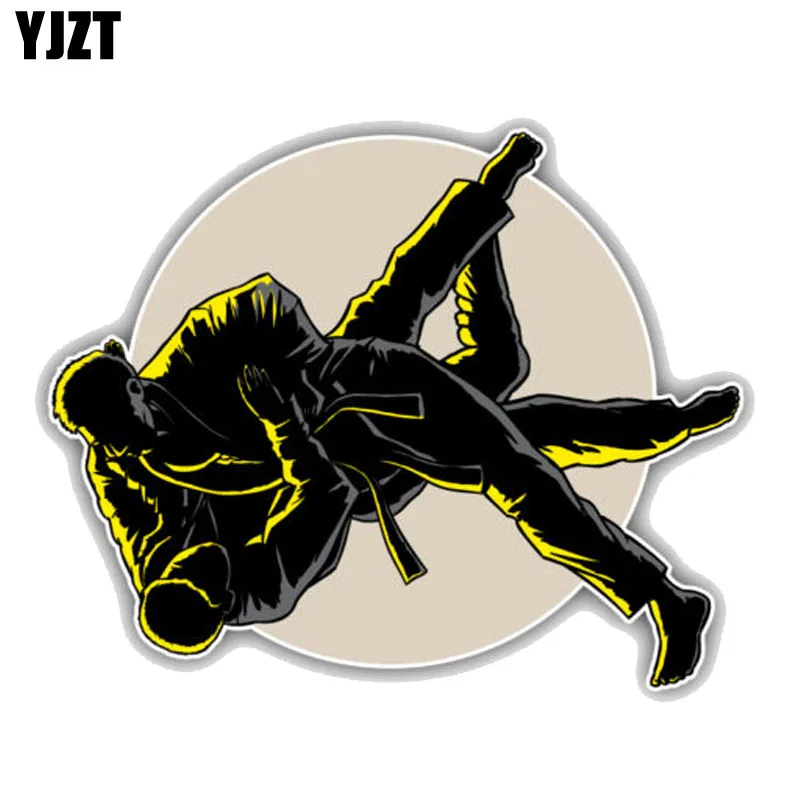 

YJZT 12.7CM*10.2CM Personality Outline Judo Fight Trick PVC Car Sticker 11-00311