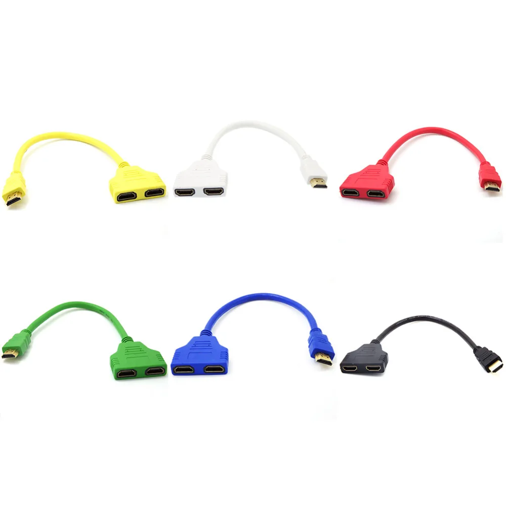 HDMI 1 Male To Dual HDMI 2 Female Y Splitter Cable Adapter HD LED LCD TV