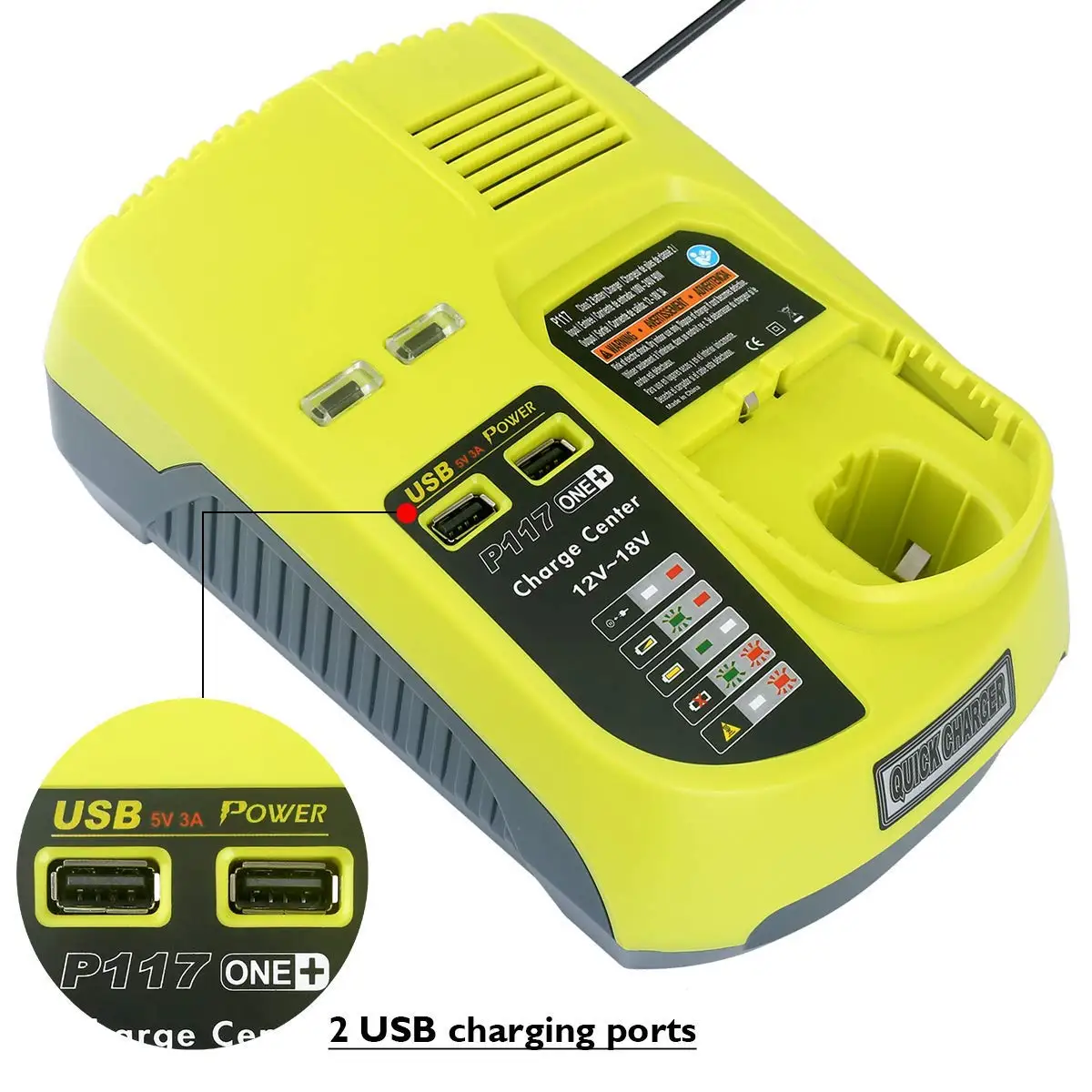Ni Mh Li Ion 9 6 В 12 14 4 18 в макс. зарядное устройство для Ryobi P100 P102 P108 RB18L40 P117 One Plus + 2 порта