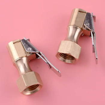 

DWCX 2pcs 1/4" NPT Straight Brass Lock-on Air Chuck Female with Clip for Wheel Tire Inflator Repair Tool