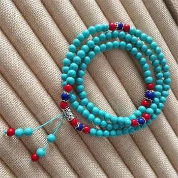 

108pcs Buddha Beads vintage Silver Lucky Blue Bracelet Jewelry Gems Accessories Gifts Wholesale