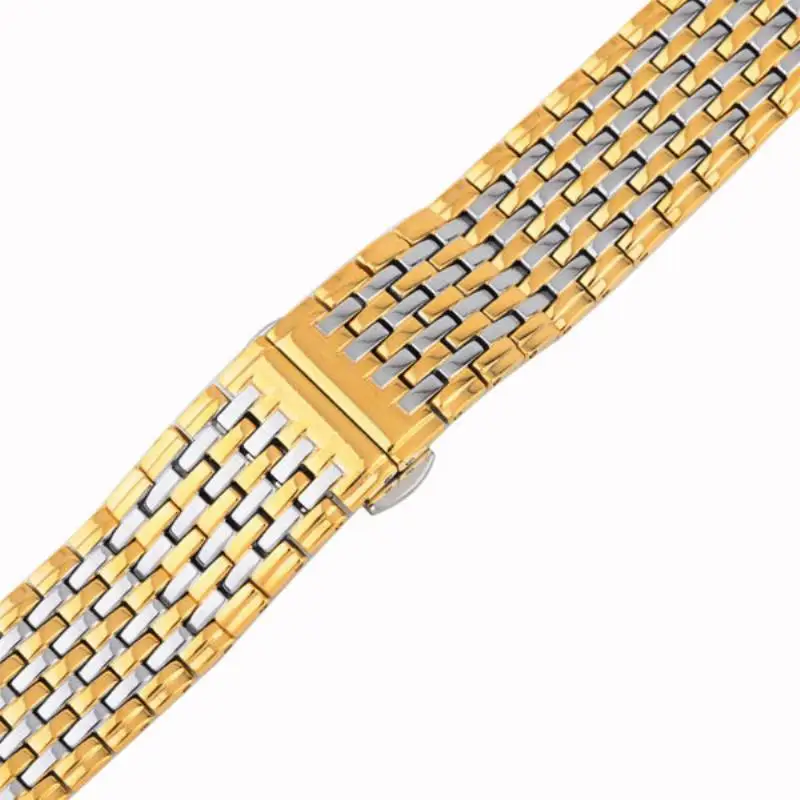 20 22mm Stainless Steel Wrist Watch Band Strap Silver Rose Gold Double Butterfly Clasp Buckle Bracelet For Men Women Relojes