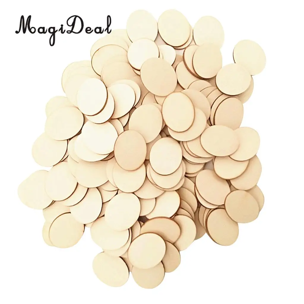 MagiDeal High Quality 50pcs Oval Wooden Pieces Wood Craft Cardmaking