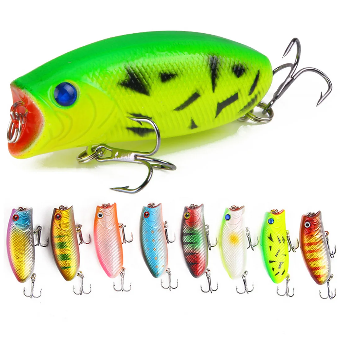 1PCs 5.5cm 10g Big Popper Fishing Lures 3D Eyes Crankbaits Wobblers Hard Bait Artificial Isca