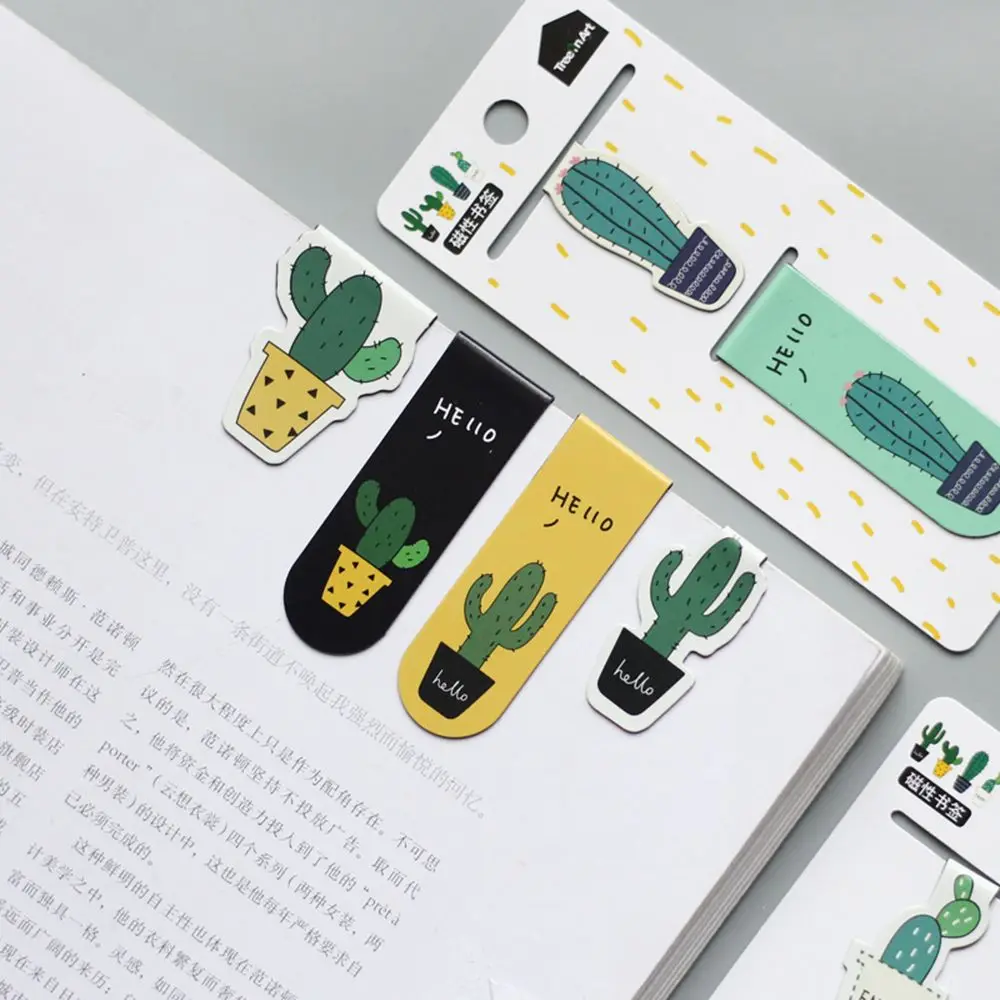 

2pcs Creative Cactus Magnetic Bookmarks Paper Clip Fridge Refrigerator Stickers School Office Supply Scrapbooking Paper Clips