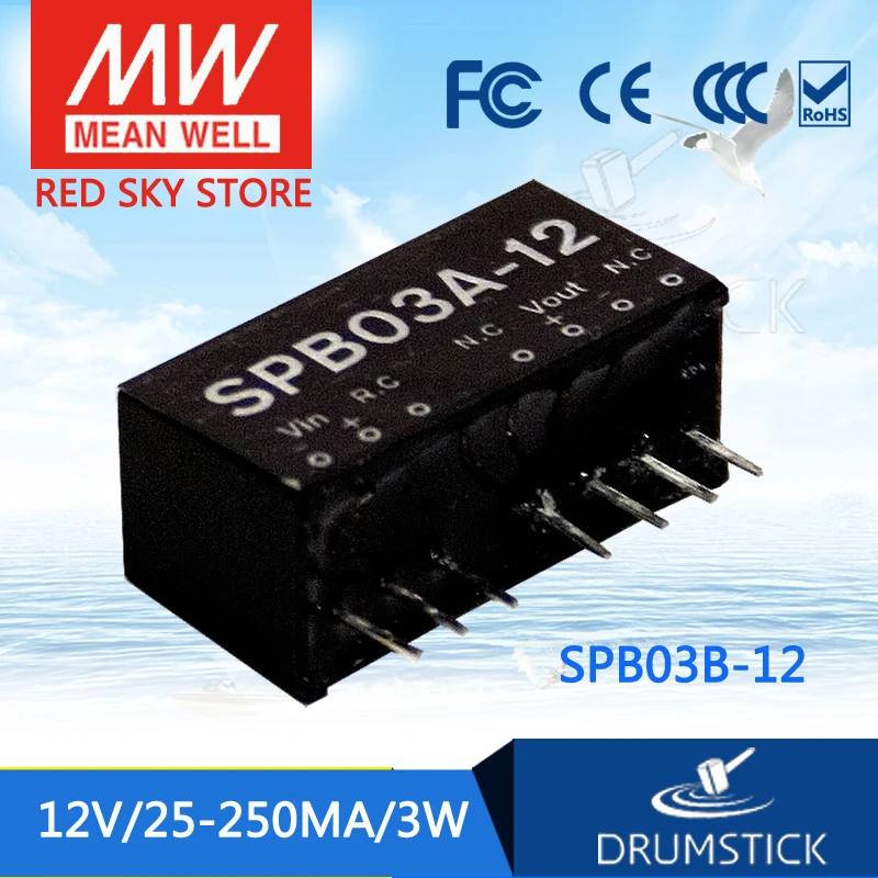 

MEAN WELL SPB03B-12 12V 250mA meanwell SPB03 12V 3W DC-DC Regulated Single Output Converter