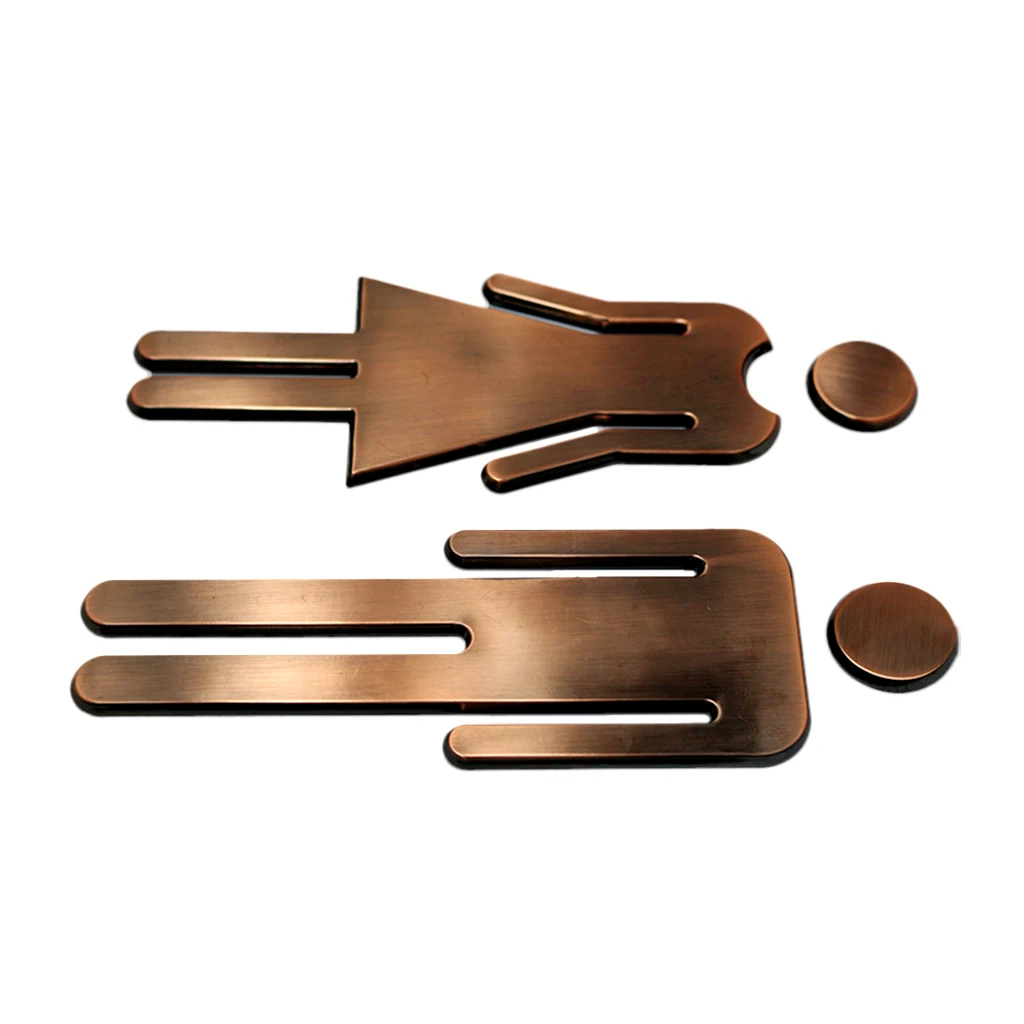 2pcs Self Adhesive Toilet Signs Man Women Toilet Restroom Washroom Signage Decals - Bronze