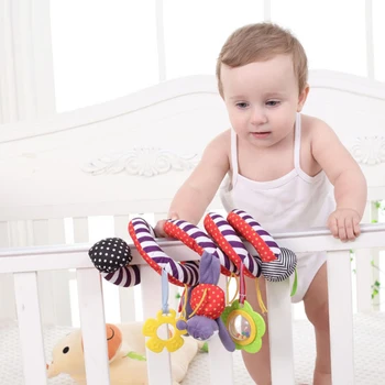 

Baby Stroller Toy Activity Spiral Hanging Toy with Ringing Bell Cute Plush Animals Style for Infant Car Seat Baby Bed 1PC