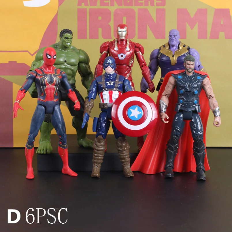 7 шт./компл. 16-18 см Мстители Venom танос «Человек-паук»; «Дэдпул»; Figma ПВХ фигурка Человек-паук фильма «Дэдпул»; рубашки, Коллекционная модель, игрушка
