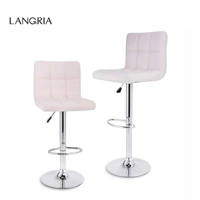 2 Pcs Langria Gas Lift Height Adjule Swivel Quilted Faux Leather 2 Pcs Langria Gas Lift Height Adjule Swivel Quilted Faux Leather Bar Stools Chairs With Chromed Base And Footrest For In From Furniture