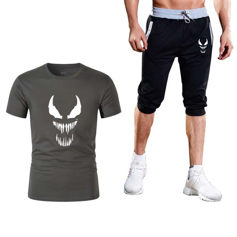2019 Новые футболки Для мужчин спортивный костюм для бега спортивный костюм бренда тренажерный зал костюмы для фитнеса комплект уличной +