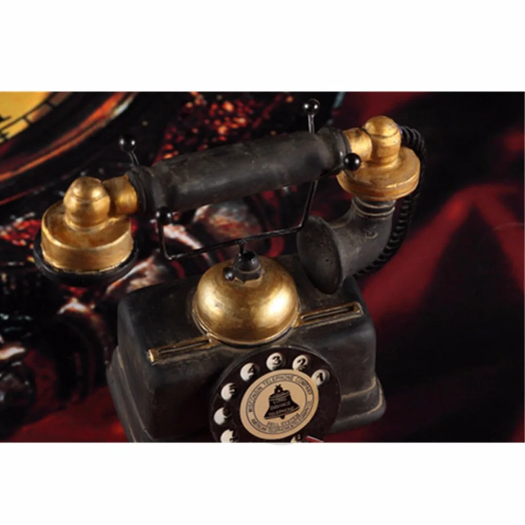 JX-LCLYL Vintage Rotary Telephone Statue Antique Shabby Old Phone Figurine Decor Model