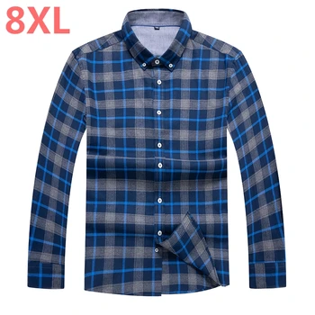 

10xl 8xl 6xl 5xl 2018 New Arrival Long Sleeve Men Shirts Cotton Formal Dress Shirt Male Fashion Loose Fit plaid Casual Shirt Men
