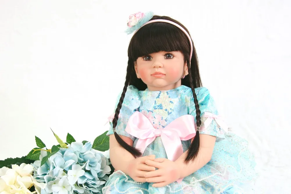60 см Большой размер Bebe Reborn Menina с 24 дюймовым Кукла синяя кружевная юбка живые