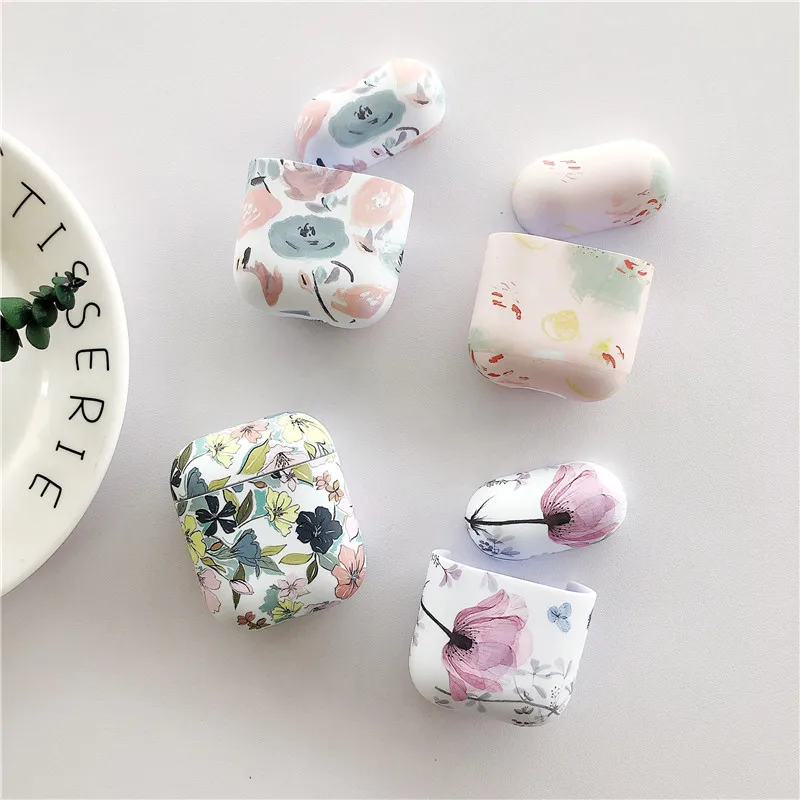 

Luminous floral bluetooth headset cover for apple airpods case soft silicone wireless headphone earphone charging box for sport