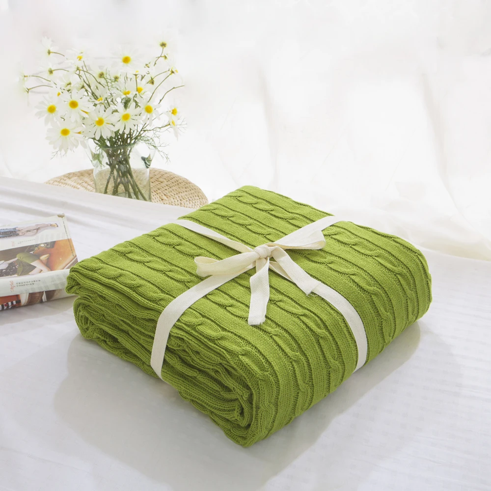 New Throw Handmade Twist Blanket 100 Cotton Knitted Blanket For Sofa