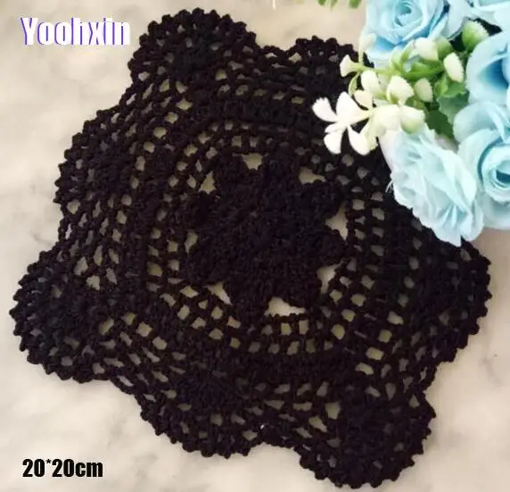 

Modern cotton placemat cup coaster mug kitchen wedding table place mat cloth lace Crochet tea coffee plate doily pan dining pad
