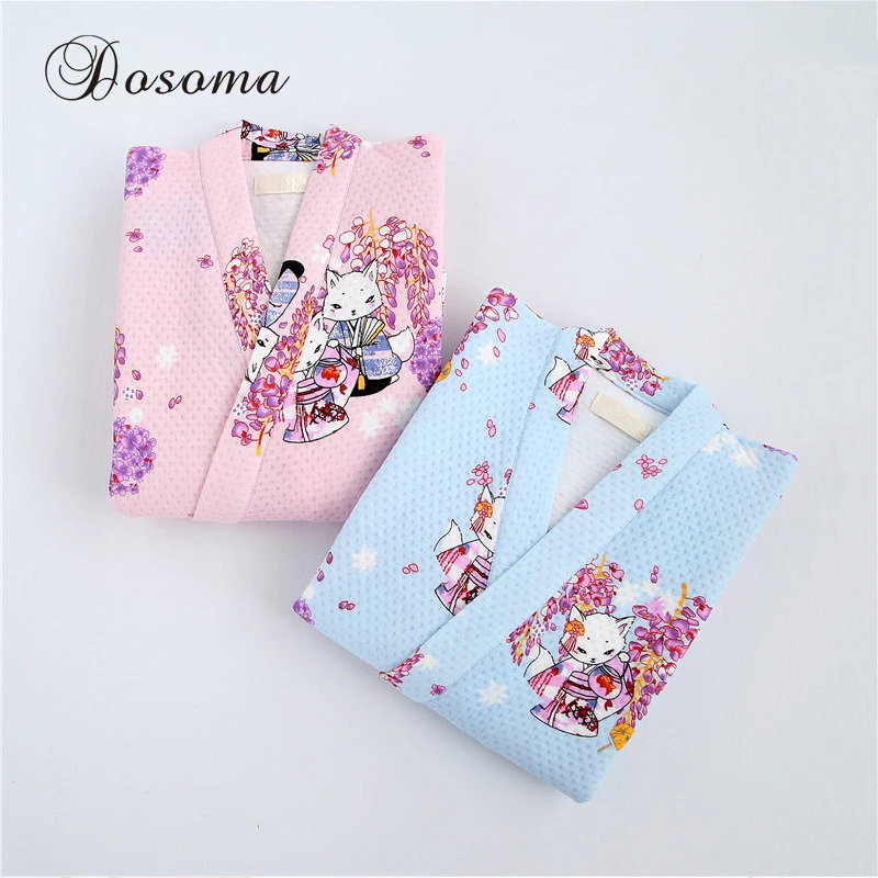 Japanese Yukata Pajamas Sets Kimono Suits Winter Warm Thickening Cotton