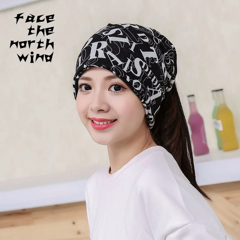 Hiking Scarves pattern Letter Confinement cap Autumn winter Knitted hat Pile thin | Спорт и развлечения