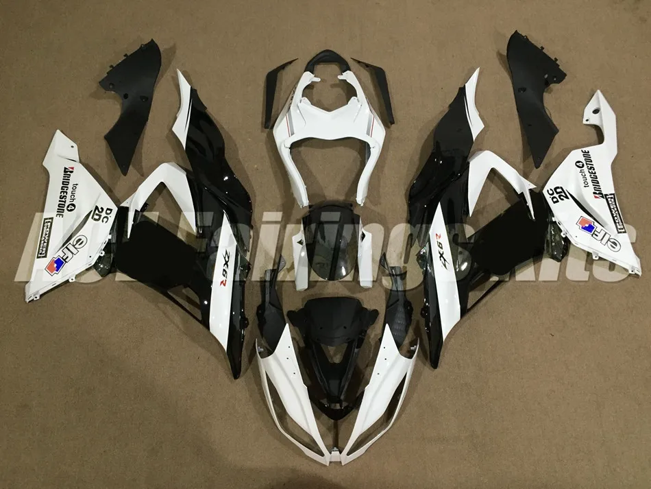Abs Обтекатели комплект подходит для kawasaki Ninja ZX6R 636 599 2013 6R 13, 14, 15, 16, 17, ZX-6R кузов черного и белого цвета, бело-серые