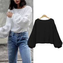 L-5xl плюс размер повседневная женская футболка осень мода фонарь рукав элегантные топы футболки Vestidos свободные женские футболки большие размеры