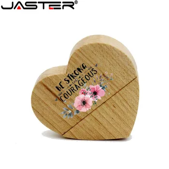 

JASTER (over 1pcs free LOGO)Wooden Heart Usb flash drive Memory Stick Pen Drive 8g 16g 32gb 64GB Wedding Gift photography gift