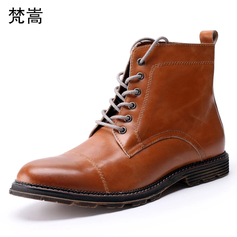 Riding boots mens Genuine Leather British chelsea boots men all-match cowhide autumn winter British retro combat boots man
