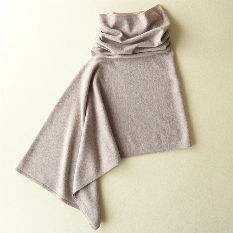 

2019 Autumn Winter New Styling Sweater Women's High-Collar Cashmere Sweater Solid Soft Shawl Sweater Fashion Wild Knit Pullovers