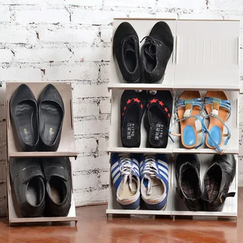 

2pcs Sturdy Shoe Racks Plastic Thicken DIY Superimposed Shoes Storage Rack -4