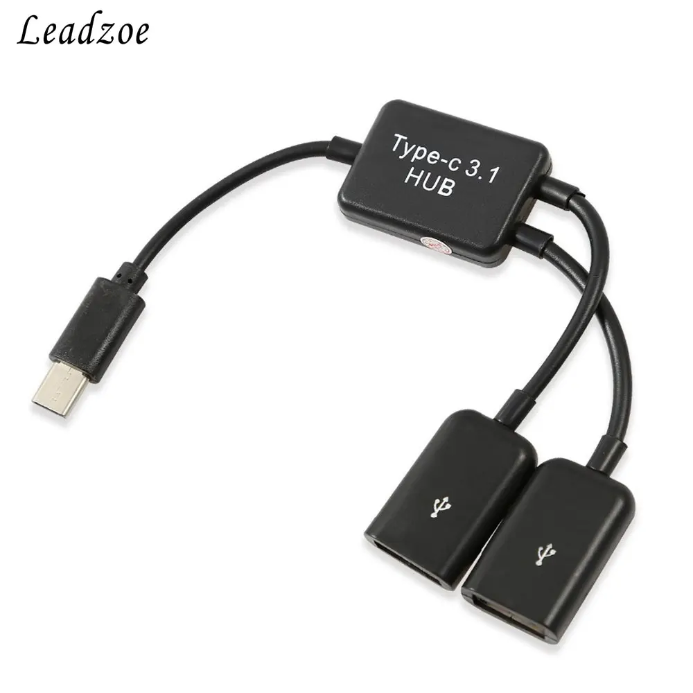 

USB C Hub Leadzoe USB 3.1 Type C USB-C To Dual 2 Port Hub Adapter for Macbook PC Laptop Computer Tablet