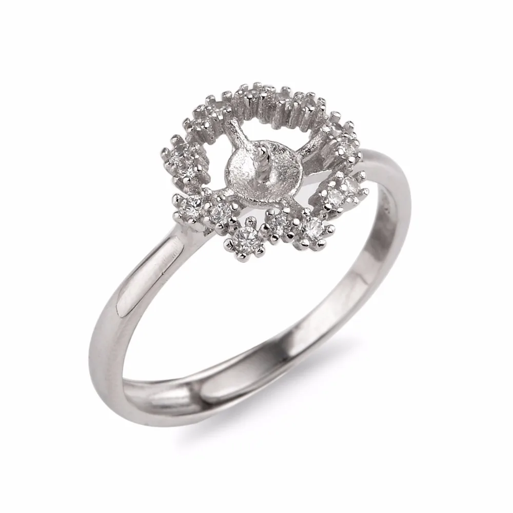 

CKKU Jewelry 2019 Elegant 925 Sterling Silver Flower Base for Pearl Adjustable Ring Mounting/Finding for Ladies 9RM171