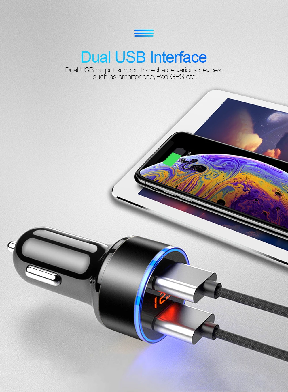 Новейшее QC3.0 USB Автомобильное зарядное устройство с светодиодный Универсальный телефон автомобильное зарядное устройство для Xiaomi mi9 note samsung S9 iPhone X 8 Plus планшет и т. Д.#101