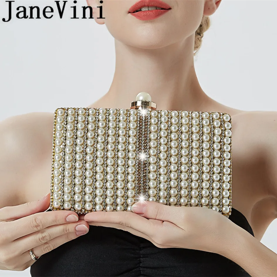 JaneVini 2019 модные жемчужные сумки Bling Стразы Свадебная сумка для женщин цепи Crossbody вечерние свадебные ручной сумки элегантная сумочка