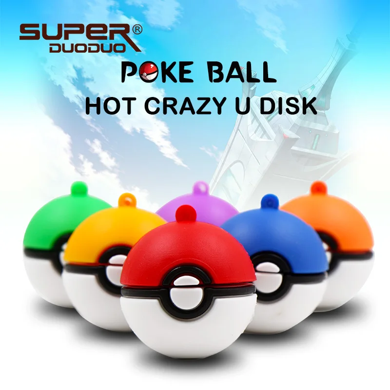 

Lovely Pen Drive Pokemon ball Usb Flash Drive 32gb 64gb 4G 8GB 16GB Memory Stick Cartoon Pokeball U Disk High Quality