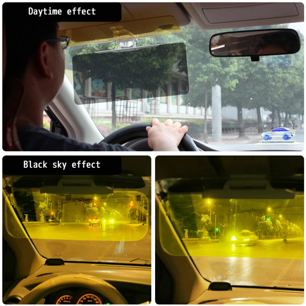 

2 in 1 Auto Sun Visor Dazzling Goggle Day Night Vision Sun Anti-UV Block Visor Anti-Dazzle Sunshade Car Mirror View Accessories