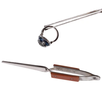 

15.5cm Straight Curved Tip Selflock Tweezer Cross Locking Jeweler Jewelry Making Tool