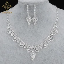 TREAZY, новинка, звездный стиль, Диаманте, кристалл, теннис, массивное ожерелье, серьги, набор, свадебный, свадебный, набор украшений для подружек невесты