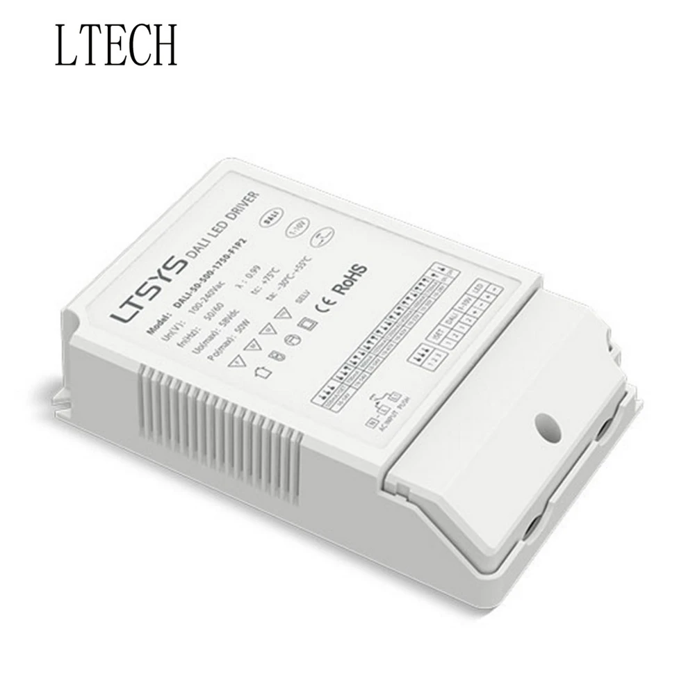 

Xnbada LTECH DALI-50-500-1750-F1P2 CC Led DALI Dimming Driver AC100-240V Input 50W 500-1750mA Output DALI/PUSH DIM Led Power