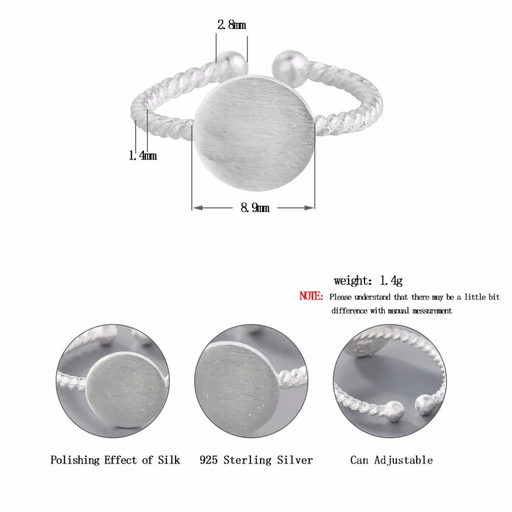 QIMING Simple Style 925 Sterling Silver Twist Roped Plain Round Toe Ring Vintage Design finger tinny Adjustable Rings For Girls