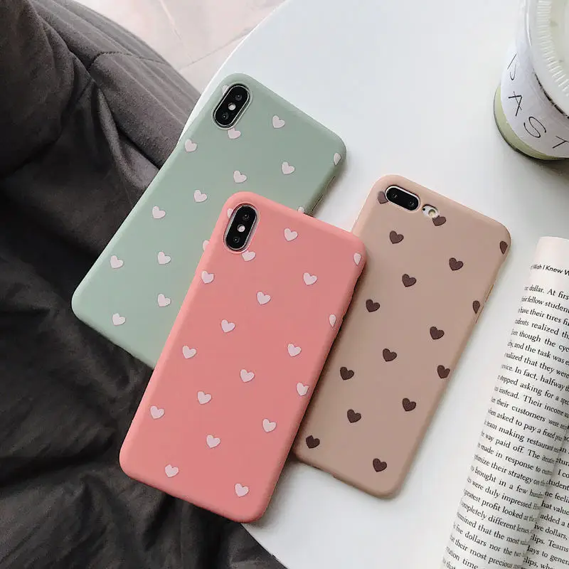 

Lovely Phone Case For iPhone 6 6s 7 8 Plus X XR XS Max Cute Cartoon Simple Love Heart Soft TPU For iPhone X XS Retro Phone Case