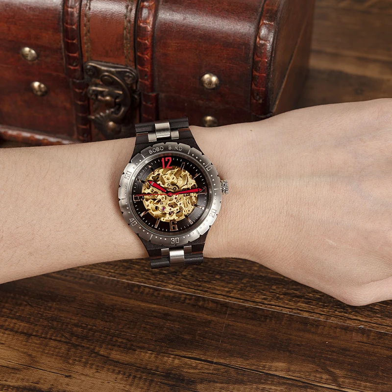 Relogio Masculino Лидирующий бренд BOBO BIRD механические деревянные часы мужские наручные часы индивидуальный логотип Прямая поставка подарок бамбуковая коробка M-S11