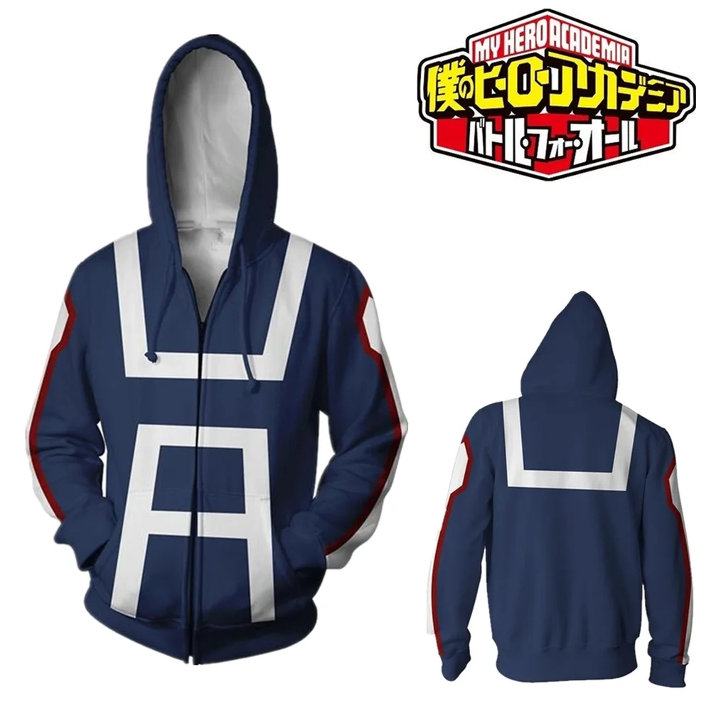 My Hero Academia Boku no Hero Academia 3D printing Hoodie zipper Sweatshirt Jackets Coat Cosplay Costumes Anime School Uniforms