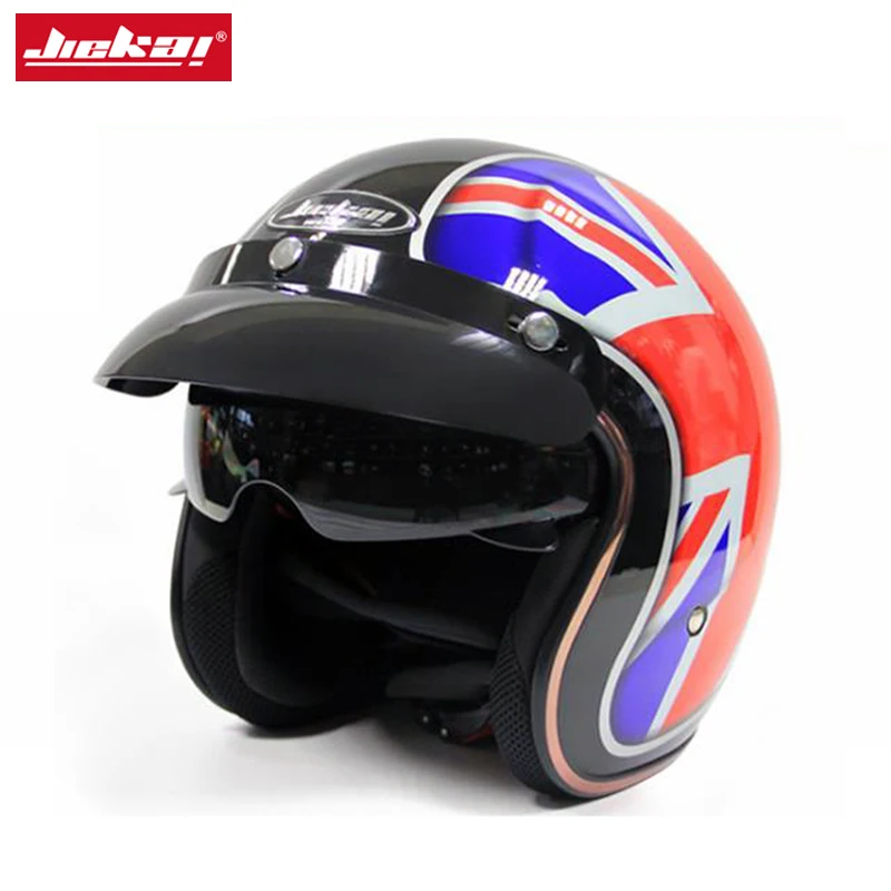 Мотоцикл Jiekai шлем 3/4 с открытым лицом Винтаж Casco мото реактивный скутер