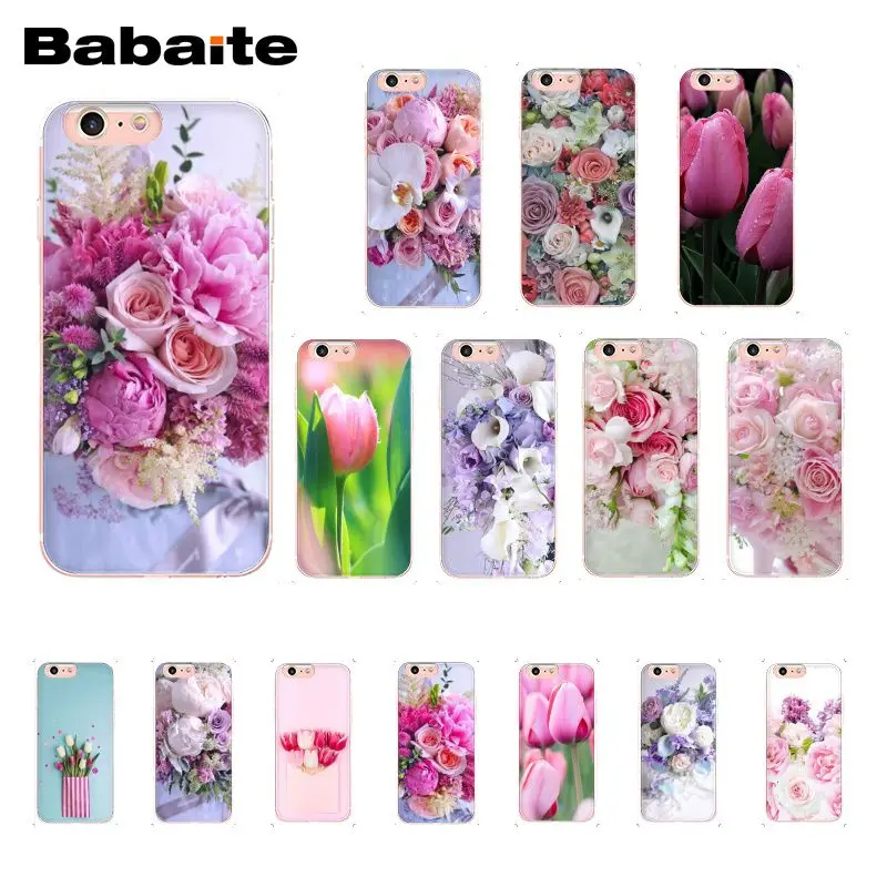 

Babaite Elegant Pink Purple Peony Tulip Flower On the Vase Case for iphone 11 Pro 11Pro Max 8 7 6 6S Plus X XS MAX 5 5S SE XR 10
