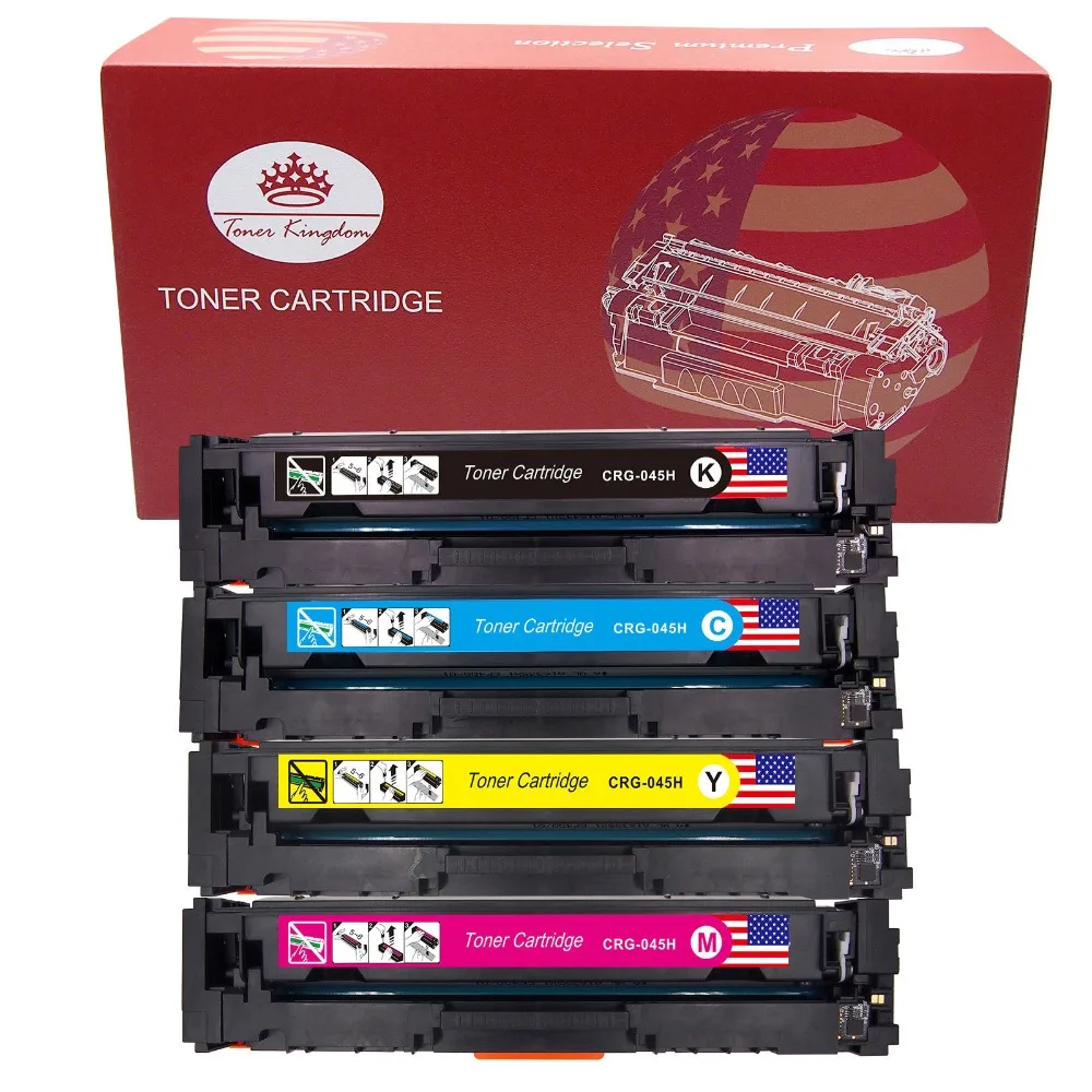 

TONER KINGDOM 4pcs/set 045H Toner Cartridge For Canon imageCLASS LBP-611Cn i-SENSYS LBP-613Cdw LBP-612Cdw Printer