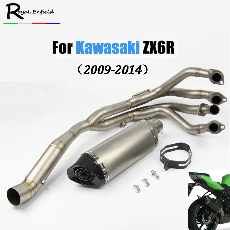 Full Pipe System With Exhaust For Akrapovic Fit For Kawasaki Zx6r