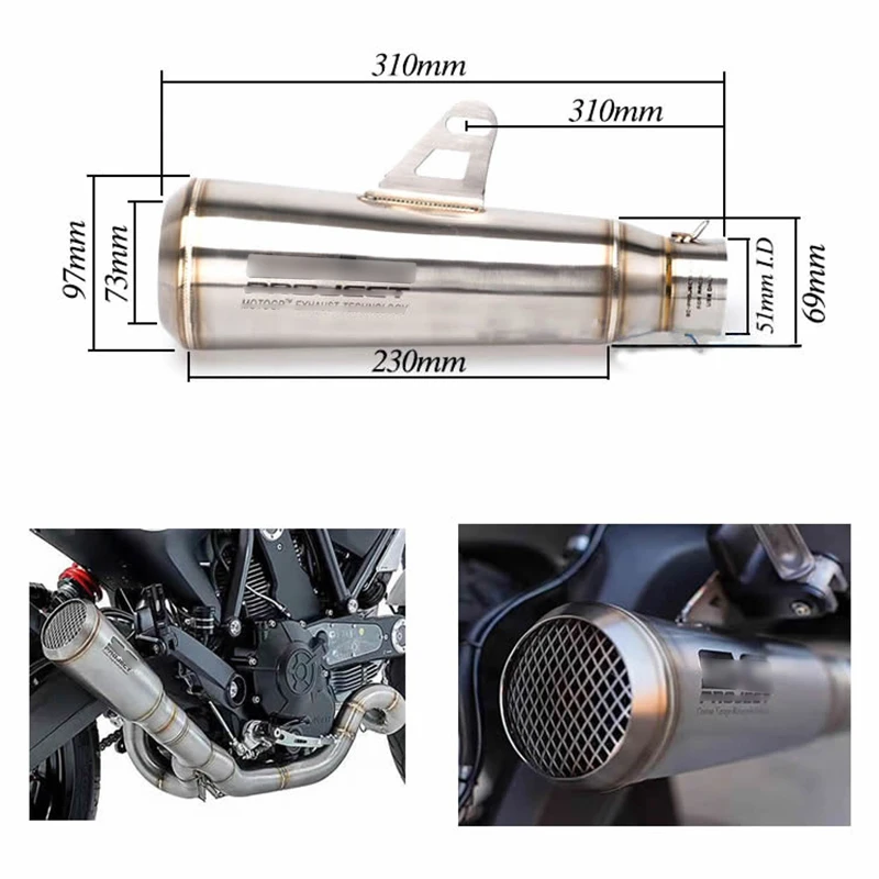 38-51 мм мотоцикл выхлопной глушитель выхлопной трубы без дБ убийца для ER6N CB300/400/500 ниндзя 250/300 R25/3
